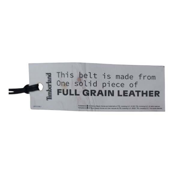 Timberland Mens Full Grain Leather Belt M 34/36 Brown Brass Buckle 1 1/2" Wide - Picture 2 of 16